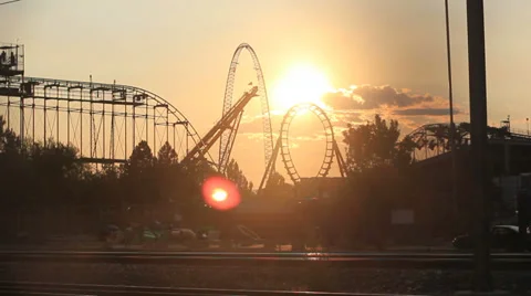 Sunset roller coaster loop Video stock 39109391