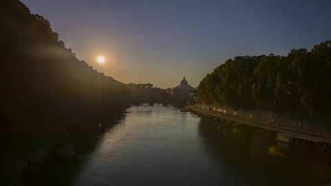 Sunset in Rome City vatican view 4k Video stock 85217575