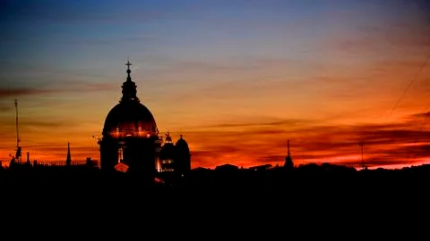 Sunset in Rome with view of the Vatican Stock Photos