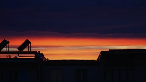 Sunset Rooftop Berlin Moabit Timelapse Stock Footage