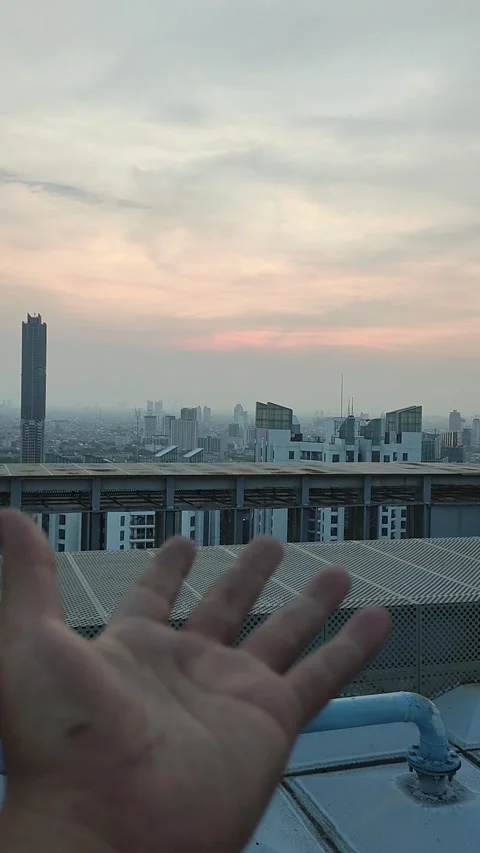 Sunset at the rooftop Stockbeeldmateriaal 219259406