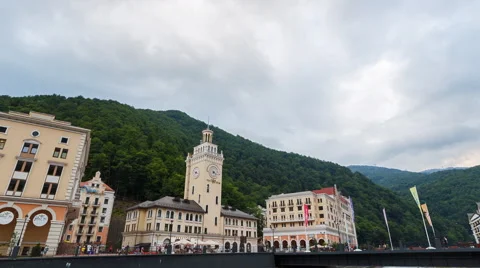 Sunset on the Rosa Khutor, Time Lapse. Sochi, Russia. 4K Video stock 54376814