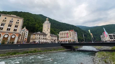 Sunset. Rosa Khutor, TimeLapse. Sochi, Russia. 1280x720 스톡 동영상 54377089