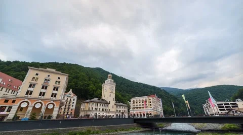 Sunset on the Rosa Khutor, TimeLapse.  Sochi, Russia. 1280x720 Video stock 54377100