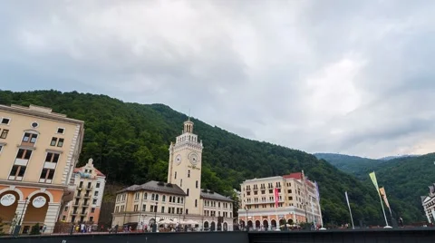 Sunset on the Rosa Khutor. TimeLapse.  Sochi, Russia. 1280x720 스톡 동영상 54377268