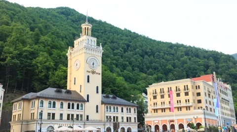 Sunset on the Rosa Khutor. Zoom. Time Lapse.  Sochi, Russia. 1280x720 스톡 동영상 53093753