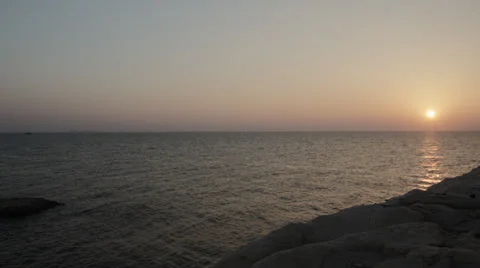 Sunset at Rosh Hanikra grottoes - looking west into the sunset. Stock Footage 34258405