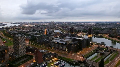 Sunset in Rotterdam, the Netherlands Video stock 72810804