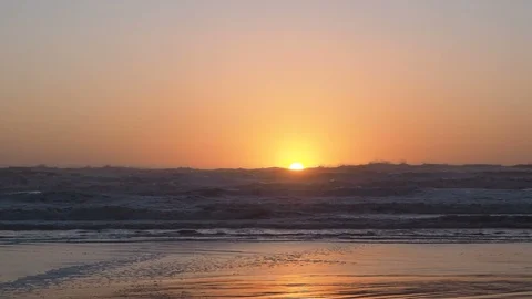 Sunset on a rough sea, big waves moving large masses of water Stock Footage 102481320