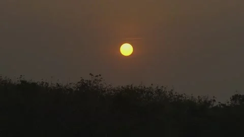 Sunset with Round Sun Stock Footage 207423001