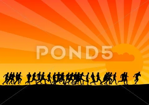 Sunset running Stock Illustration