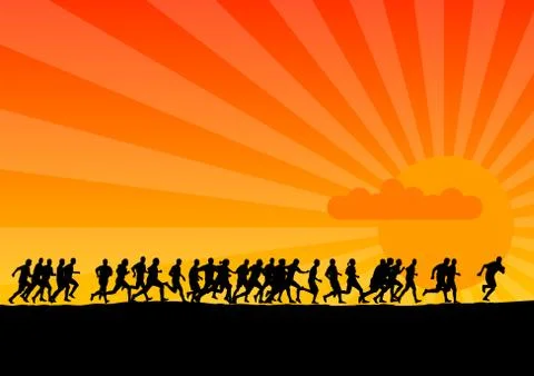 Sunset running Illustrazione stock