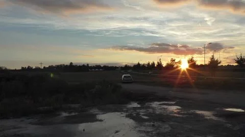 Sunset in rural area Stock Photos