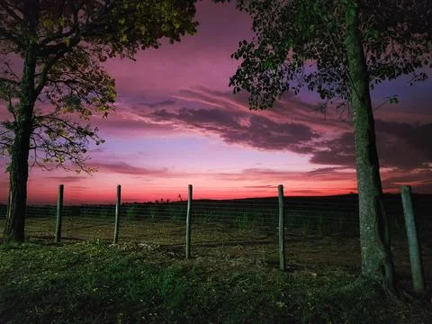 Sunset in a Rural Landscape Stock Photos