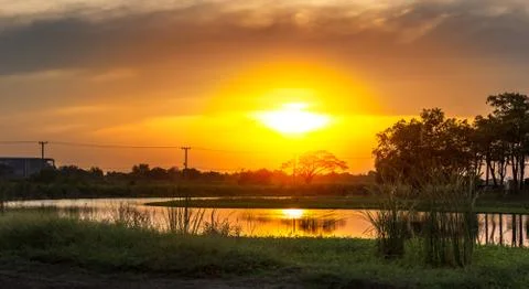 Sunset at rural scene Stock Photos