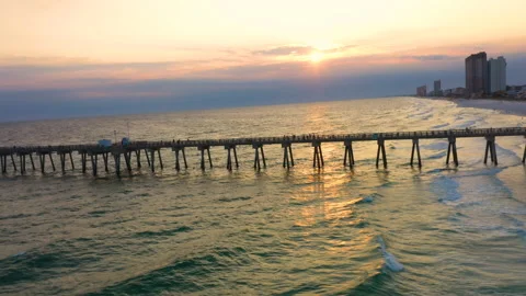 Sunset Russell-Fields Pier Stock Footage 131066334