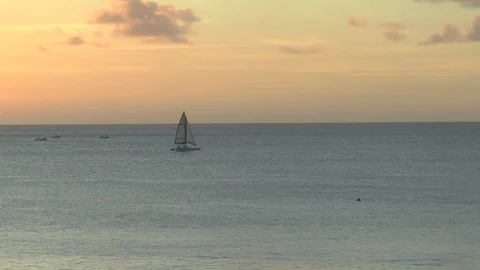 Sunset Sail Boat Barbados Stock Footage 108632749
