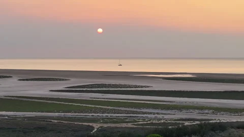Sunset Sail - Gentle Drift Over Coastal Waters Stock Footage 263474885