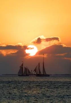 Sunset sail in key west Stock Photos