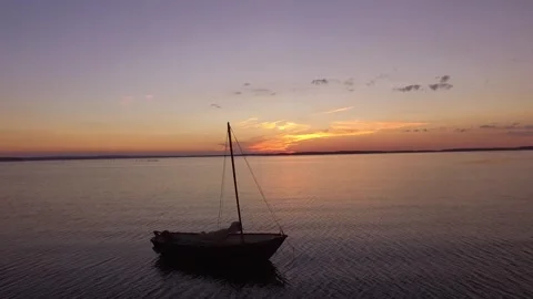 Sunset With Sailboat 01 Video stock 305594202