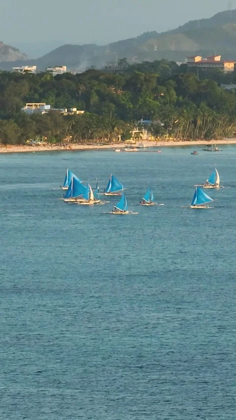 Sunset Sailboat in Boracay. Philippines. Stock Footage 267536041
