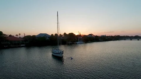 Sunset Sailboat Stock Footage 116263556