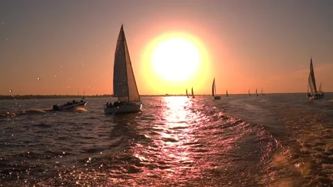 Sunset in Sailboat 库存影片 236656773