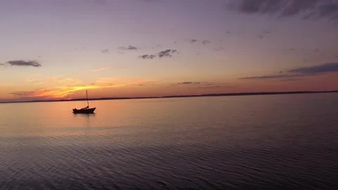 Sunset with Sailboat Video stock 305594677