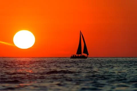 Sunset Sailboat Stock Photos