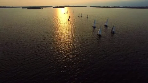 Sunset Sailboat Race 스톡 동영상 77397024