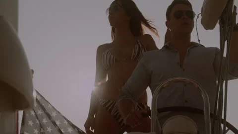 Sunset sailing on a lake Video stock 247514600