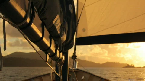 Sunset sailing shallow focus Stock Footage 477516