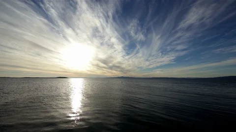 Sunset Saint-Lawrence River Kamouraska Extreme Wide Angle Stock Footage 98326959
