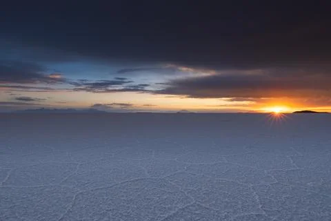 Sunset in salt flakes Foto stock