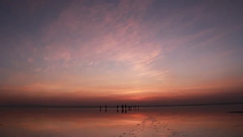 Sunset at Salt Lake Stock Footage 108182049