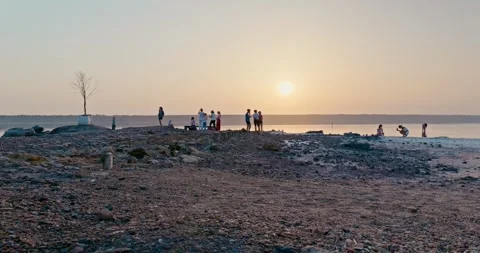 Sunset at Salty Shoreline 2 Stock Footage 314061016