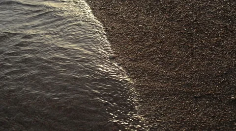 Sunset of Sand Beach and Waves Stock Footage 61940000