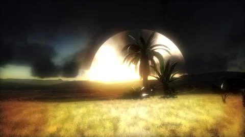 Sunset at Sand Dunes Stock Illustration