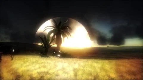 Sunset at Sand Dunes Stock Illustration