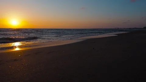 Sunset on the sand sea beach Stock Footage 126955284