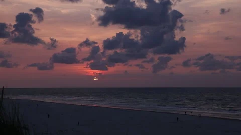 Sunset on sandy beach with dunes, time-lapse, timelapse, Buren, Ameland, Stock Footage 285092263
