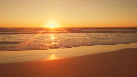 Sunset on Sandy Beach Stock Footage 148633871