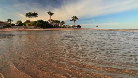 Sunset on the sandy beach. Red Sea Stock Footage 75253611