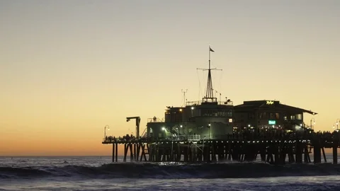 Sunset in Santa Monica Beach Stock Footage 79228539