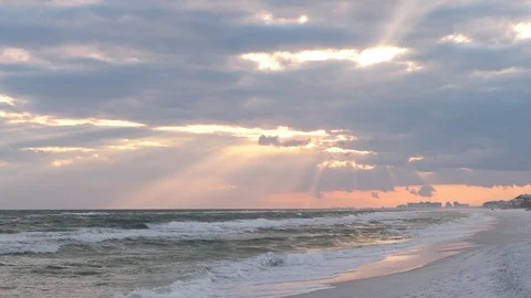 Sunset in Santa Rosa Beach, Florida with Pensacola coastline gulf of mexico Stock-Footage 101754433