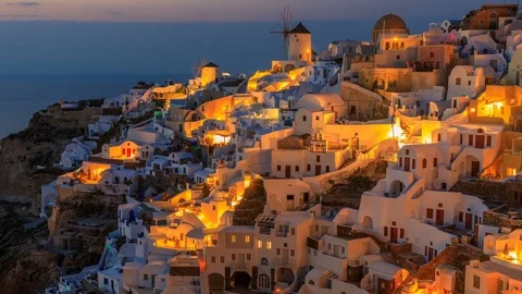 Sunset in Santorini, Greece Stock Footage 73996165