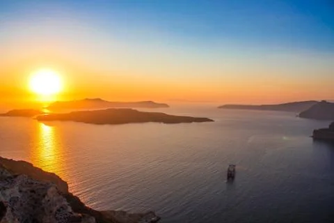 Sunset in santorini Stock Photos