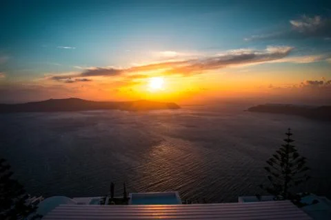 Sunset in Santorini Stock Photos