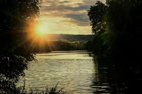 Sunset on the Saone Stock Photos