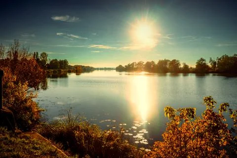 Sunset on the Saone Stock Photos